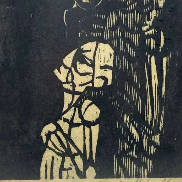 Macabre Woodcut Souls & Spirits Art Vintage 1965 Carole Hindle Limited Edition - Picture 3 of 14